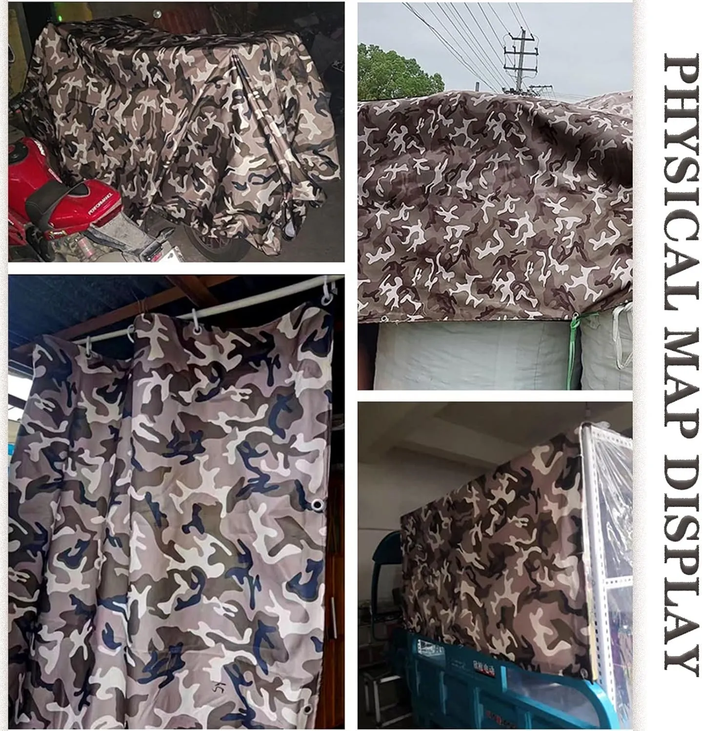 Waterproof Tarpaulin Camouflage Tarp Sheet Heavy Duty Groundsheet,0.4mm Thick Caravan Camo Cover Protective Rainproof Canopy Tent with Grommets (Size:3x7m)