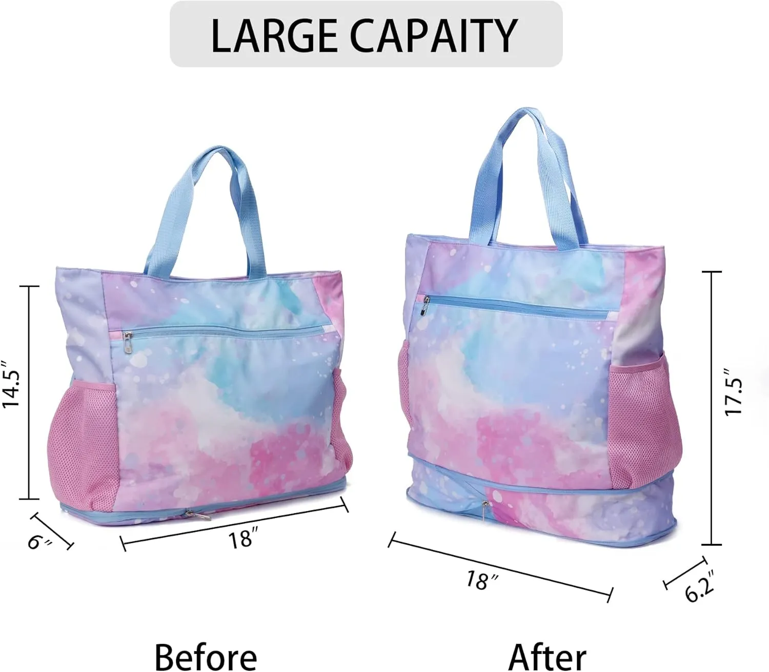 Waterproof Travel Yoga Gym Tote Bag for Women With Yoga Mat Holder Carrier & Wet Pocket Fits Your All Stuff for Pilates,Hot Yoga,Gym,Home Fitness,Travel, Swimming and Daily Use
