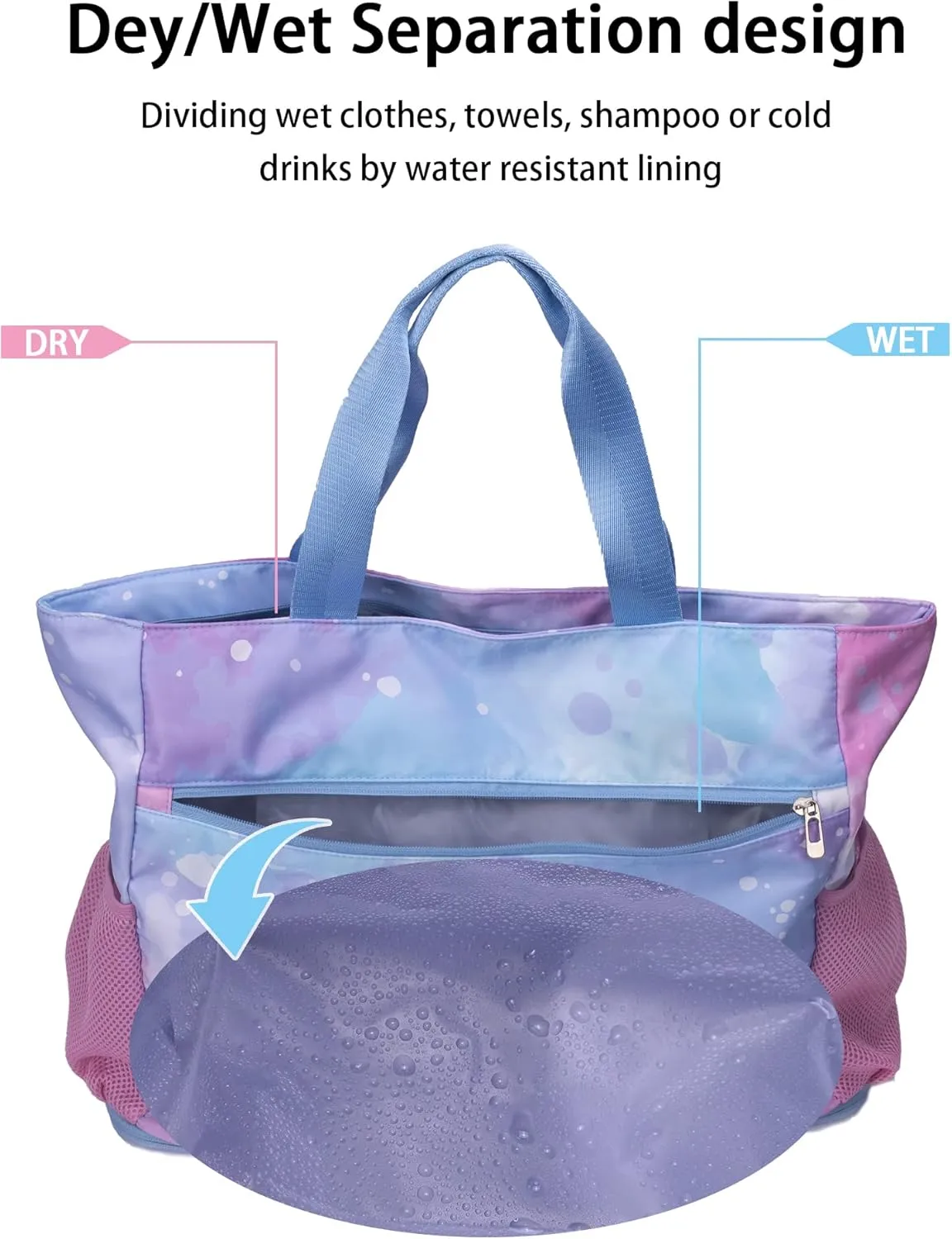 Waterproof Travel Yoga Gym Tote Bag for Women With Yoga Mat Holder Carrier & Wet Pocket Fits Your All Stuff for Pilates,Hot Yoga,Gym,Home Fitness,Travel, Swimming and Daily Use