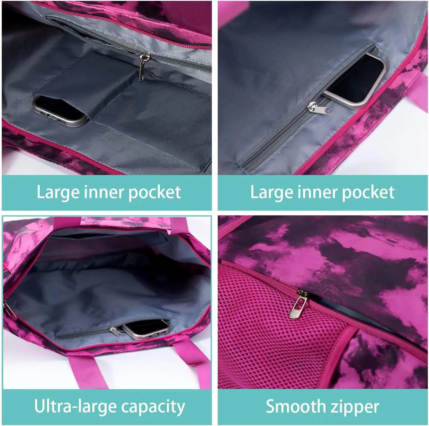 Waterproof Travel Yoga Gym Tote Bag for Women With Yoga Mat Holder Carrier & Wet Pocket Fits Your All Stuff for Pilates,Hot Yoga,Gym,Home Fitness,Travel, Swimming and Daily Use