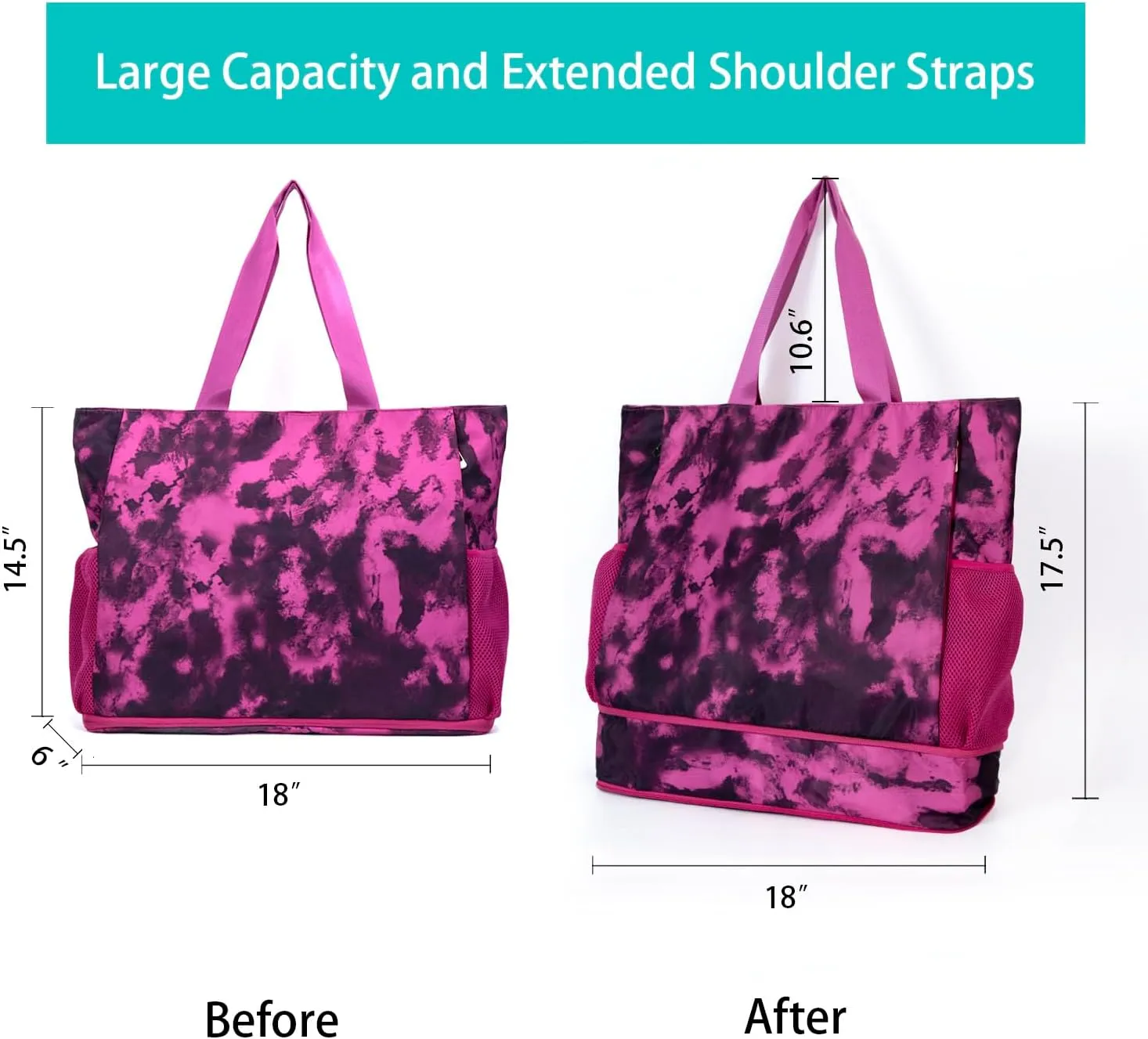 Waterproof Travel Yoga Gym Tote Bag for Women With Yoga Mat Holder Carrier & Wet Pocket Fits Your All Stuff for Pilates,Hot Yoga,Gym,Home Fitness,Travel, Swimming and Daily Use