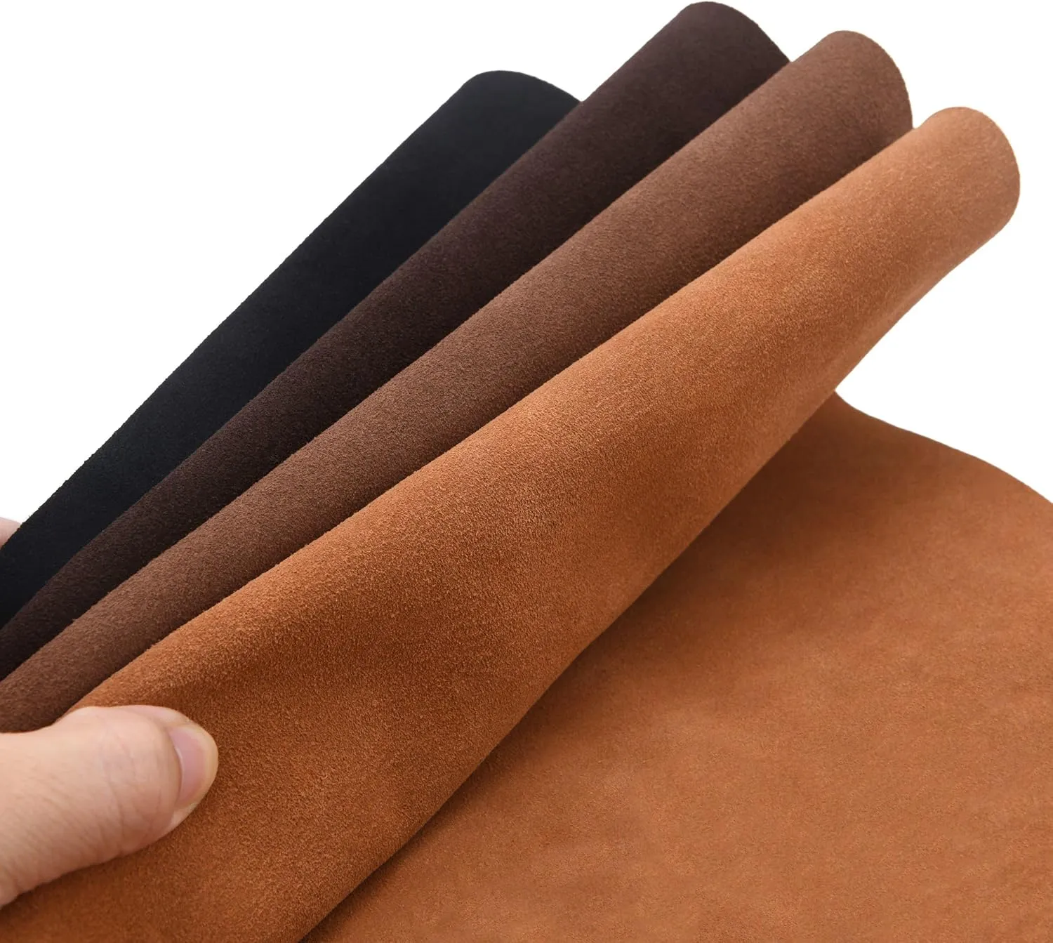 WAYNE'S DOG 3/4 oz Suede Leather Square Cowhide Leather Craft for Moccasins, Leathercraft, Bag Linings, Approns, Saddle Parts (Coffee, 12"x12")