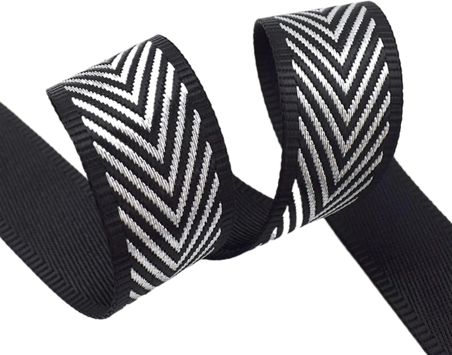 Webbing 3 Meters Nylon 38mm 1.3mm Thick Jacquard Webbings Tapes Bag Strap Belt Ribbons for DIY Clothes Bias Binding Sewing Accessories(Silver 38mm)