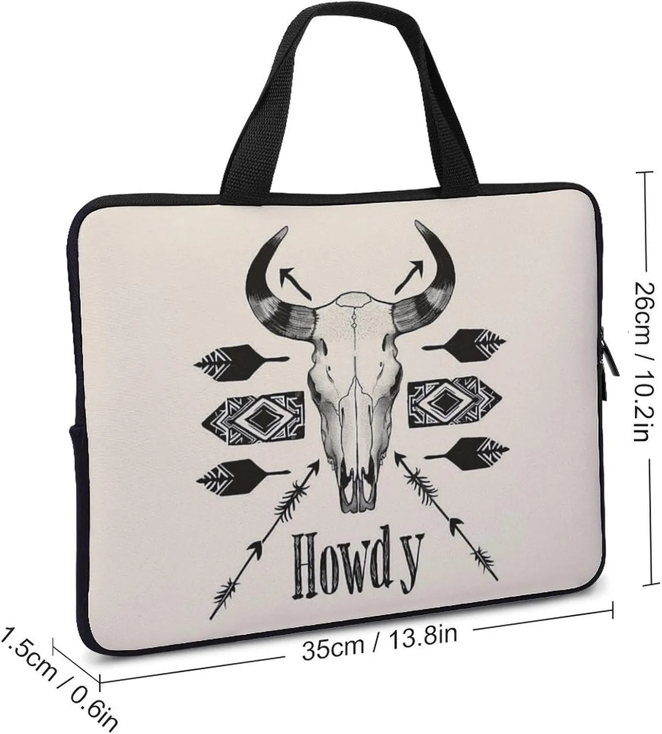 Western Boho Beef Bones Laptop Bag Laptop Case Computer Messenger Bag with Adjustable Shoulder Strap