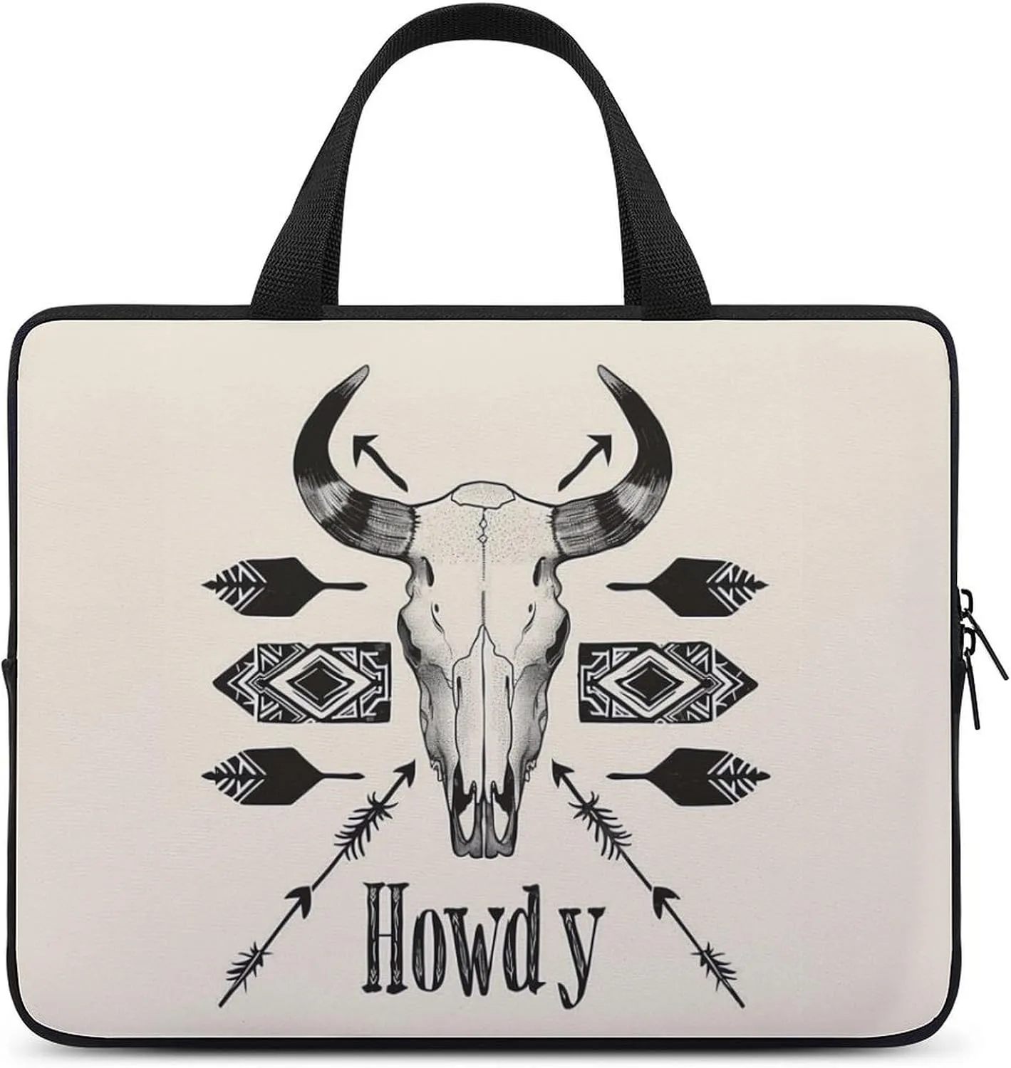 Western Boho Beef Bones Laptop Bag Laptop Case Computer Messenger Bag with Adjustable Shoulder Strap