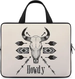Western Boho Beef Bones Laptop Bag Laptop Case Computer Messenger Bag with Adjustable Shoulder Strap