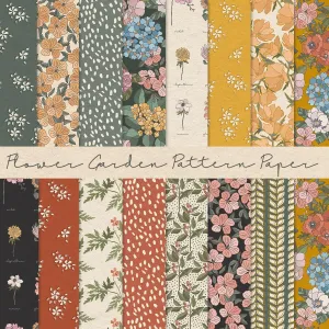 Whaline 30Pcs Floral Garden Pattern Paper Vintage Flower Botanic Scrapbook Specialty Double Sided Floral Decorative Craft Paper For DIY Card Making Photo Album Journal Decor, 11.8 x 11.8 Inch