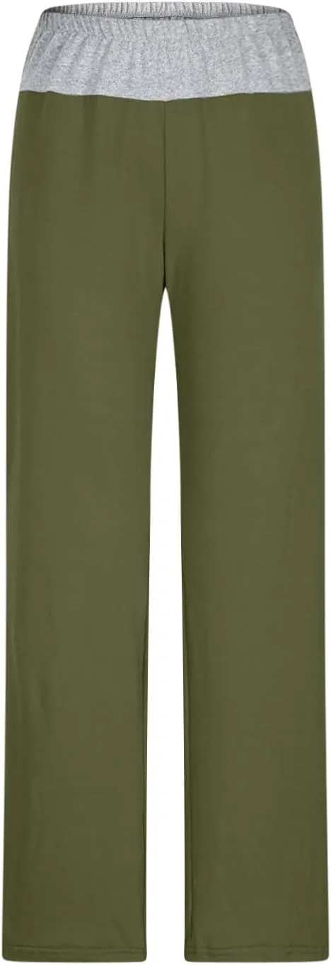 Wide Leg Pants for Women High Waist Workout Yoga Pants with Pockets Stretch Loose Fit Comfy Casual Lounge Sweatpants