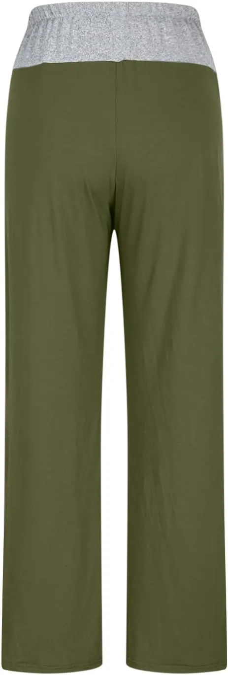 Wide Leg Pants for Women High Waist Workout Yoga Pants with Pockets Stretch Loose Fit Comfy Casual Lounge Sweatpants