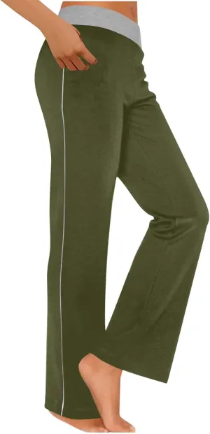 Wide Leg Pants for Women High Waist Workout Yoga Pants with Pockets Stretch Loose Fit Comfy Casual Lounge Sweatpants
