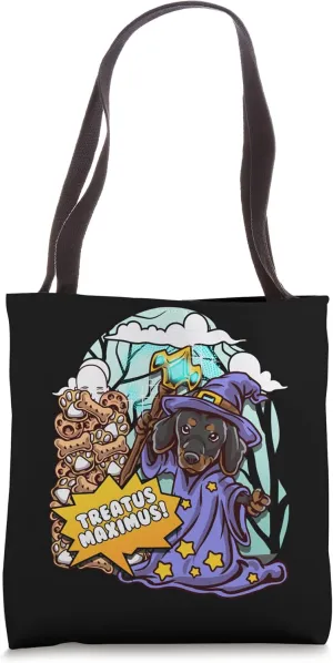 Wiener Dog Wizard Dachshund Wand Magic Spell Fantasy Mage Tote Bag