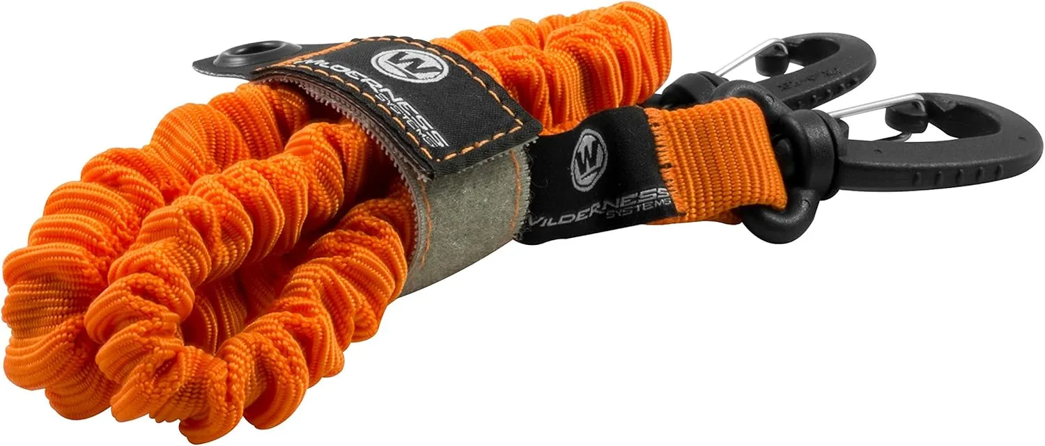 Wilderness Systems Fishing Rod Leash | Paddle Leash | Kayak Lanyard with Hooks, Hi-Viz Orange, 2 ft.