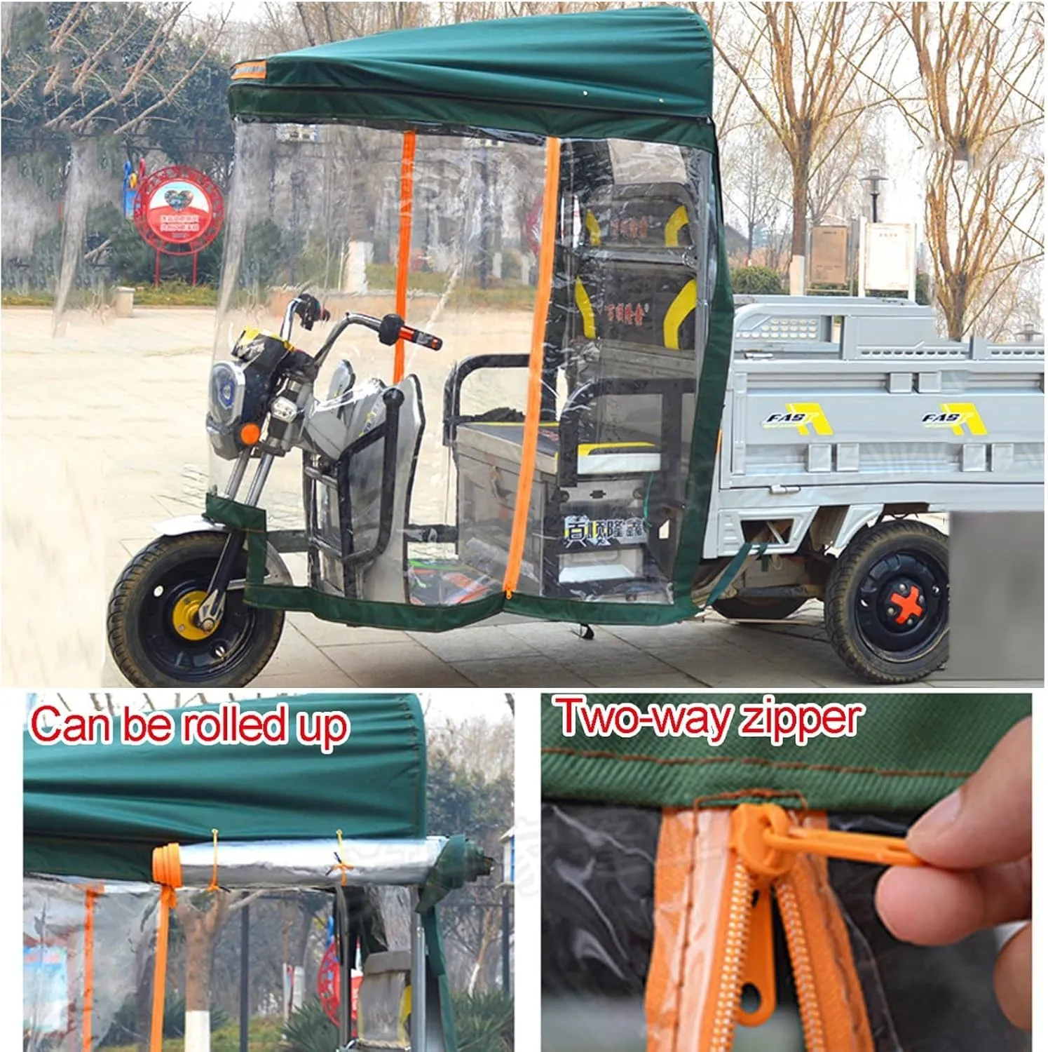 Windproof Electric Tricycle Cover, Reflective Tricycle Canvas Awning, Tricycle Frame Canopy, Adult Tricycle Cover,Electric Tricycle Protective Cover,Rain Sun Snow Proof,90cm/35in