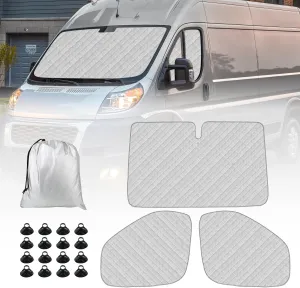 Windshield Sun Shade Compatible with 2014-2025 Ram ProMaster Windshield and Side Windows Covers 5-Layer Thick ProMaster Sun Shades for Reflect UV Rays and Heat ProMaster Van Window Covers Accessories