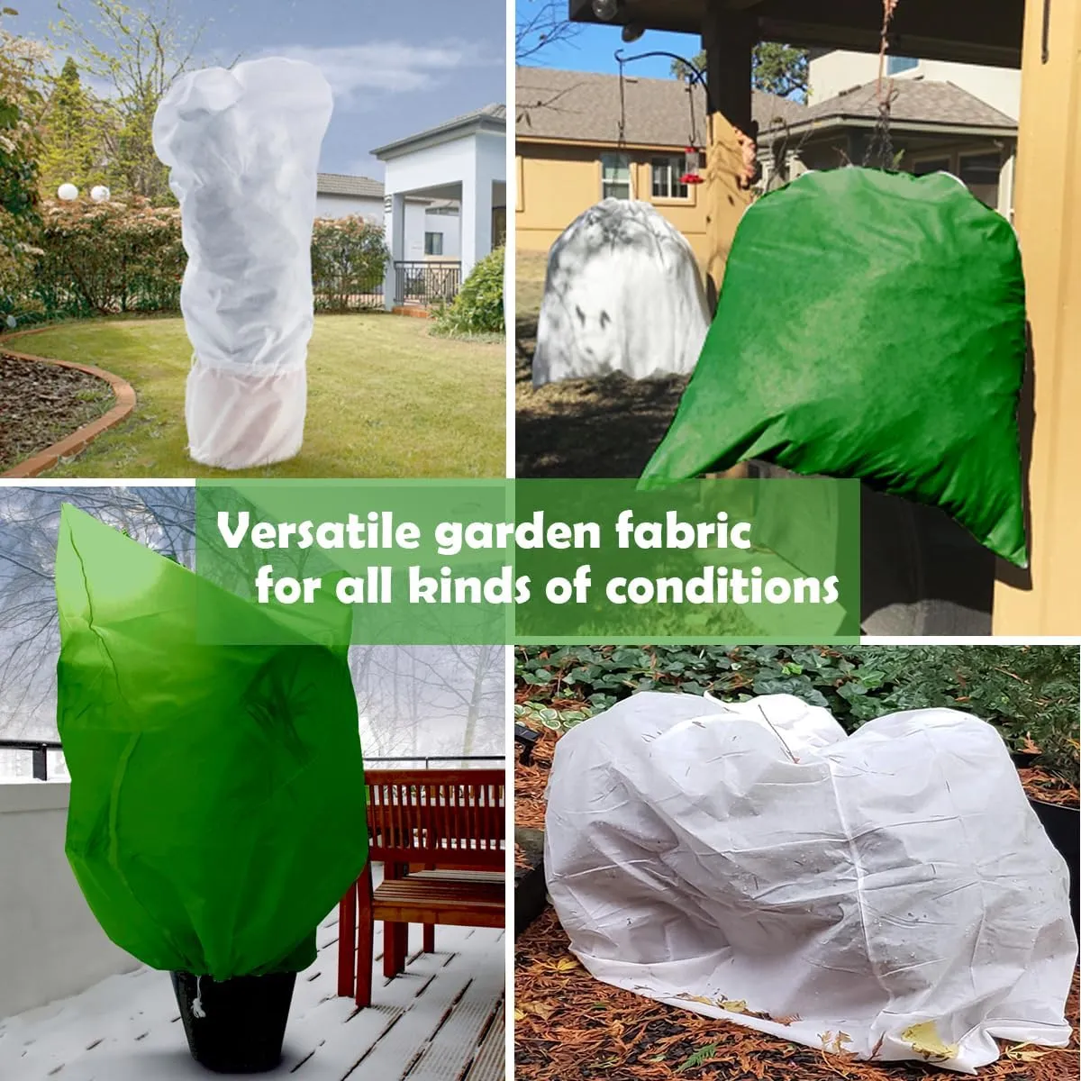 Winter Plant Pot Cover, 2 Pack Plant Cover Freeze Protection Thickened Blanket Frost Protection Reusable Frost Cover Bags for Outdoor Plants Anti-Frost Pest Barrier for Tree, Shrub, Potted Plants