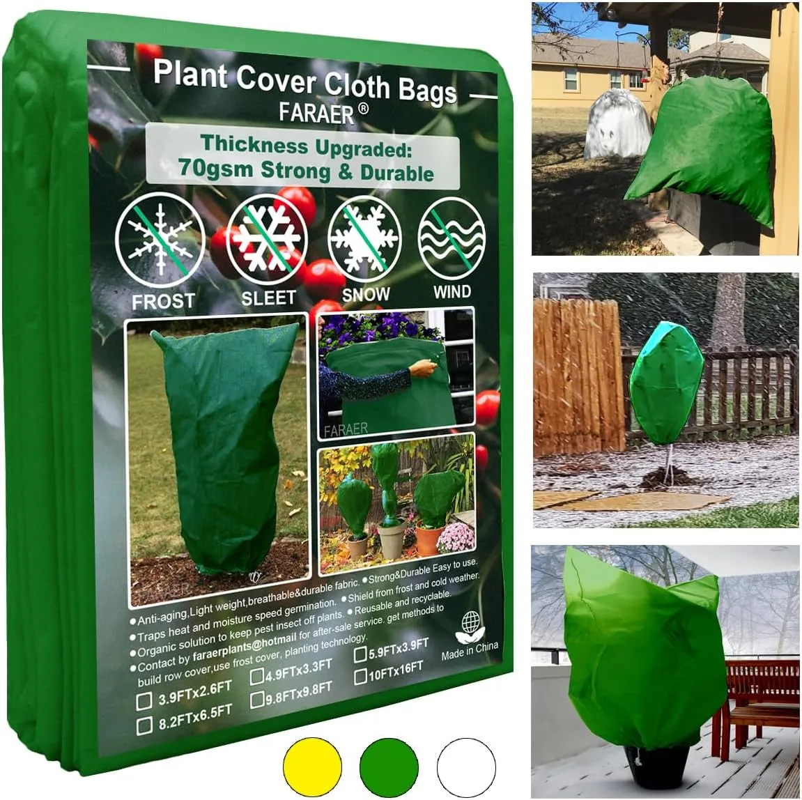 Winter Plant Pot Cover, 2 Pack Plant Cover Freeze Protection Thickened Blanket Frost Protection Reusable Frost Cover Bags for Outdoor Plants Anti-Frost Pest Barrier for Tree, Shrub, Potted Plants