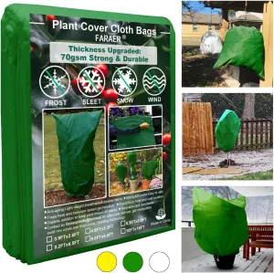 Winter Plant Pot Cover, 2 Pack Plant Cover Freeze Protection Thickened Blanket Frost Protection Reusable Frost Cover Bags for Outdoor Plants Anti-Frost Pest Barrier for Tree, Shrub, Potted Plants