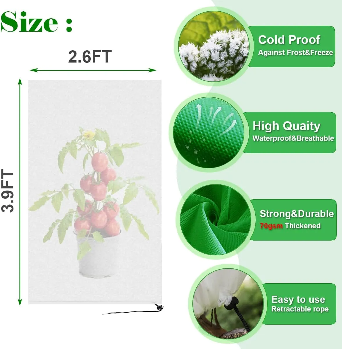 Winter Plant Pot Cover, 2 Pack Plant Cover Freeze Protection Thickened Blanket Frost Protection Reusable Frost Cover Bags for Outdoor Plants Anti-Frost Pest Barrier for Tree, Shrub, Potted Plants