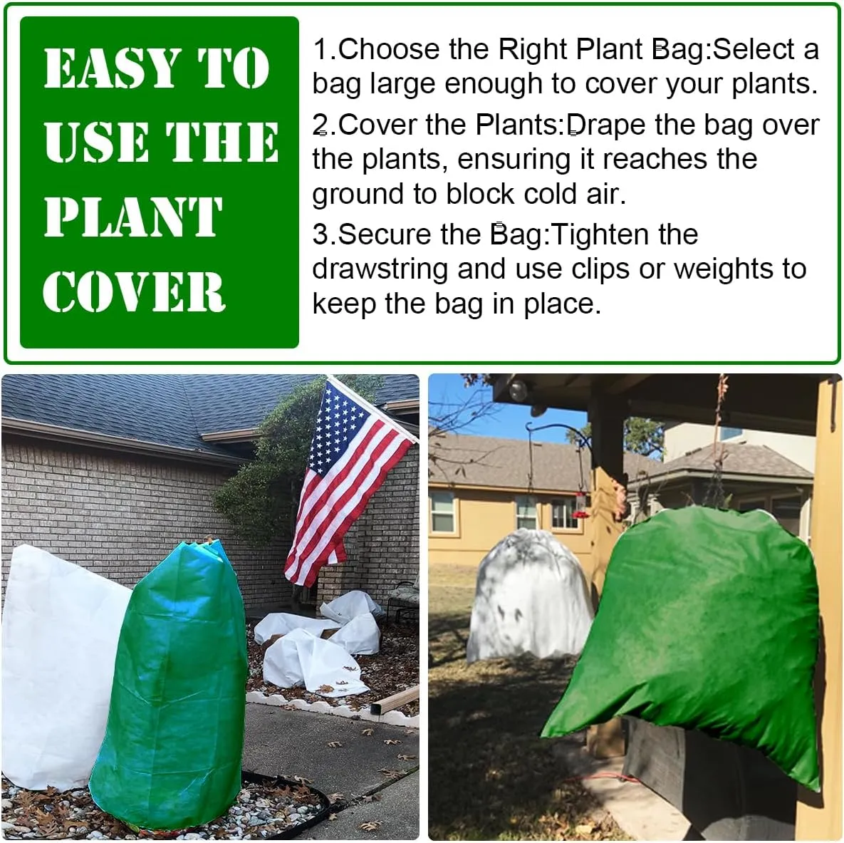 Winter Plant Pot Cover, 2 Pack Plant Cover Freeze Protection Thickened Blanket Frost Protection Reusable Frost Cover Bags for Outdoor Plants Anti-Frost Pest Barrier for Tree, Shrub, Potted Plants