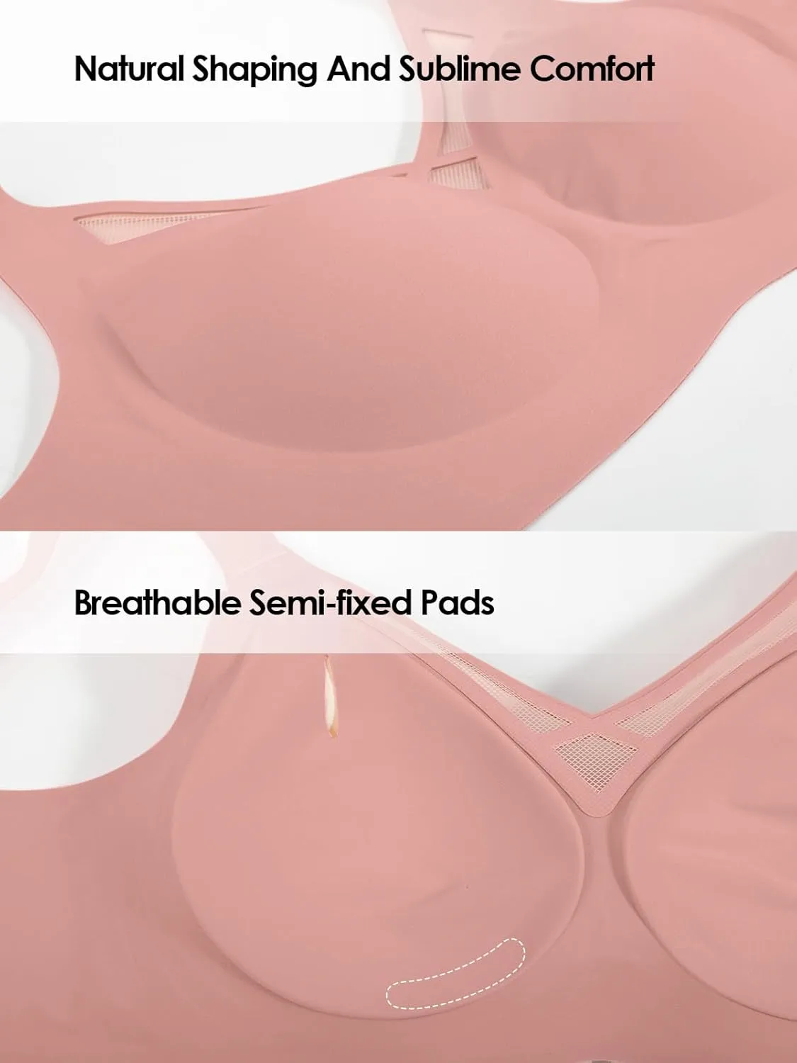 Wireless Bras for Women (34C-42DD), Extremely Comfortable Seamless Bra Mesh Bralettes Adjustable Straps Everyday Bra