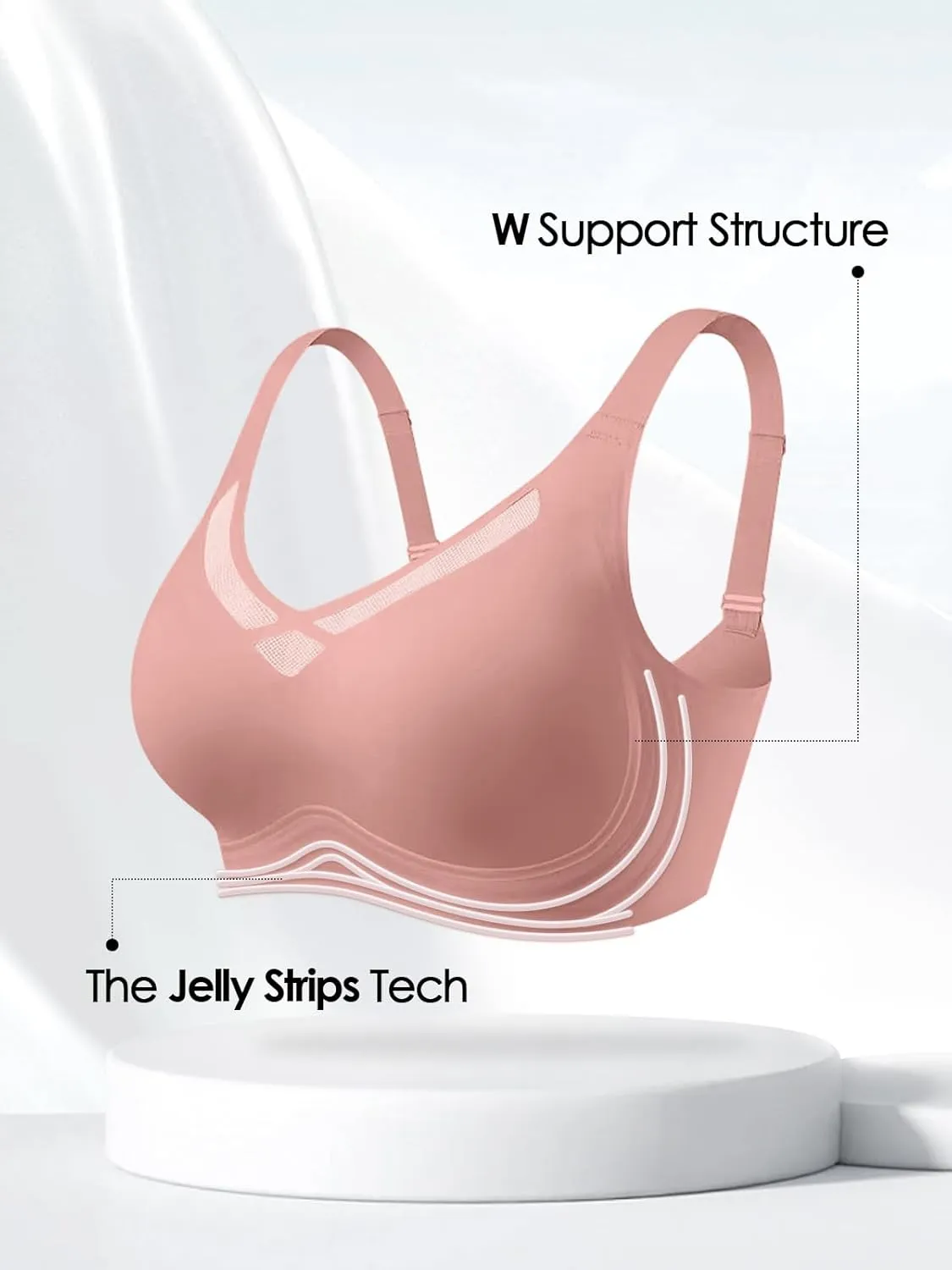 Wireless Bras for Women (34C-42DD), Extremely Comfortable Seamless Bra Mesh Bralettes Adjustable Straps Everyday Bra