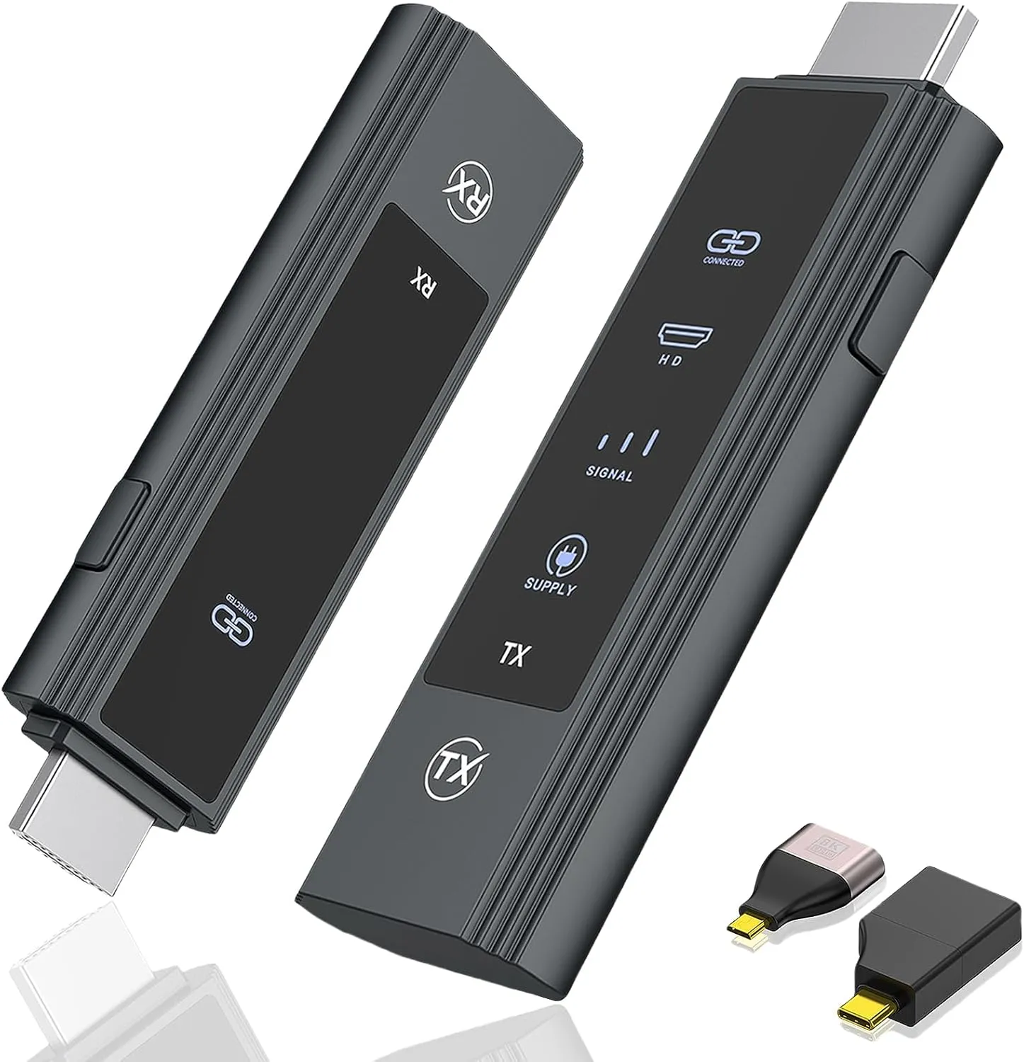 Wireless HDMI Transmitter and Receiver, Wireless HDMI Extender Kit - 4K HD Decode 1080P Output, Portable 2.4G/5.8G Plug&Play for Video and Audio to Monitor from PC/Laptop/Projector/TV Box, 165ft/50m