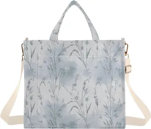 Wispy Wildflower Tote Bag for Women Large Capacity Handbag Portable Work Handbag Shoulder Bag for Beach, Shopping, Travel