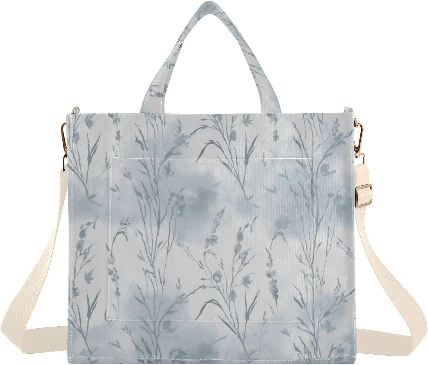 Wispy Wildflower Tote Bag for Women Large Capacity Handbag Portable Work Handbag Shoulder Bag for Beach, Shopping, Travel