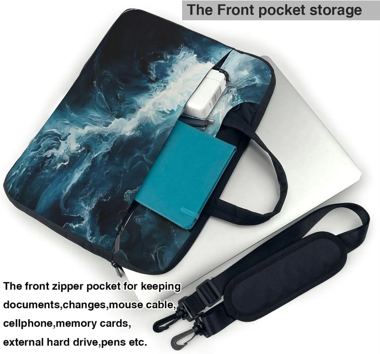 Within The Tides Print Laptop Bag,Can Use It Freely As A Shoulder Bag,Crossbody Bag,And Briefcase