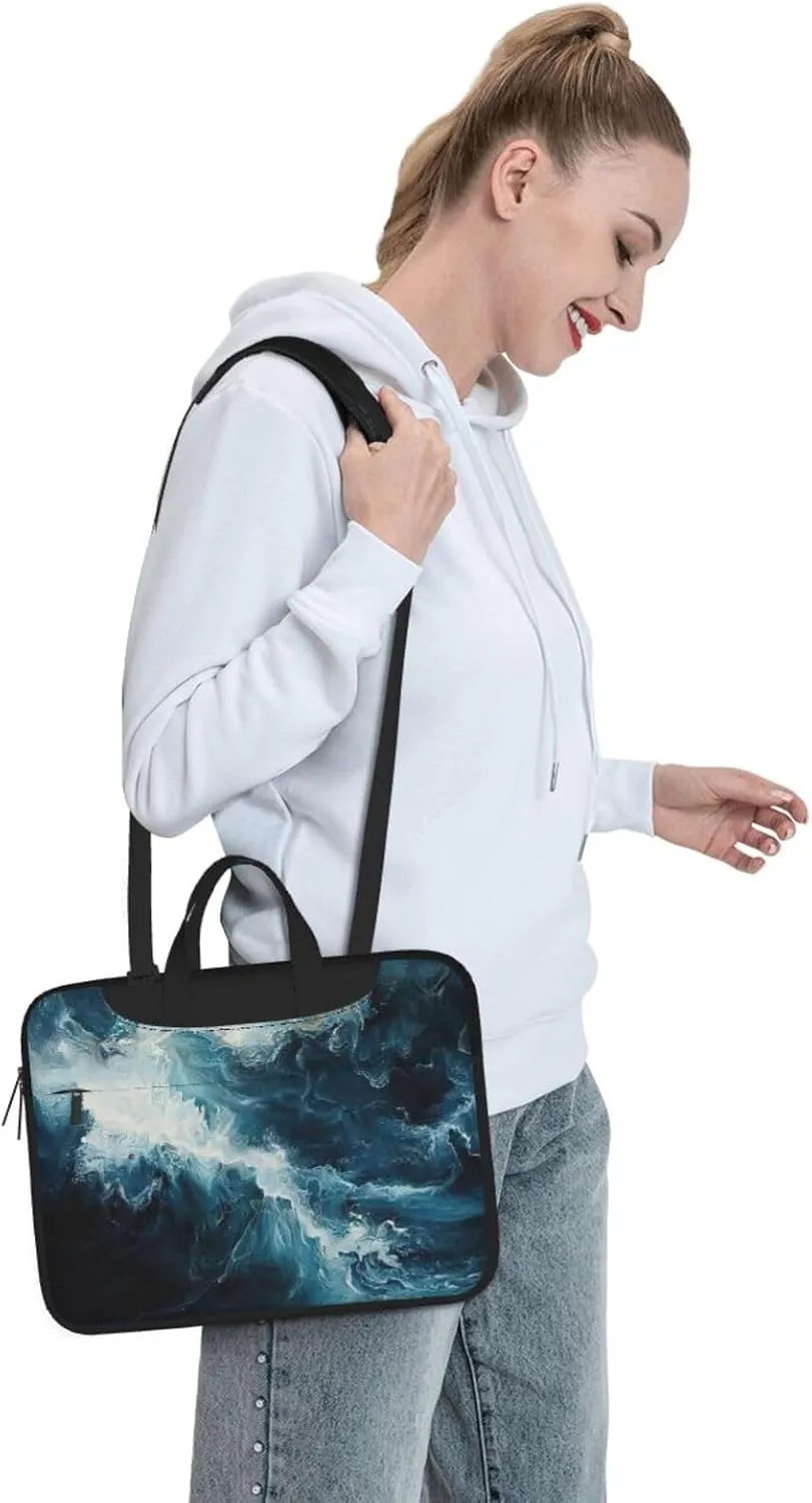 Within The Tides Print Laptop Bag,Can Use It Freely As A Shoulder Bag,Crossbody Bag,And Briefcase