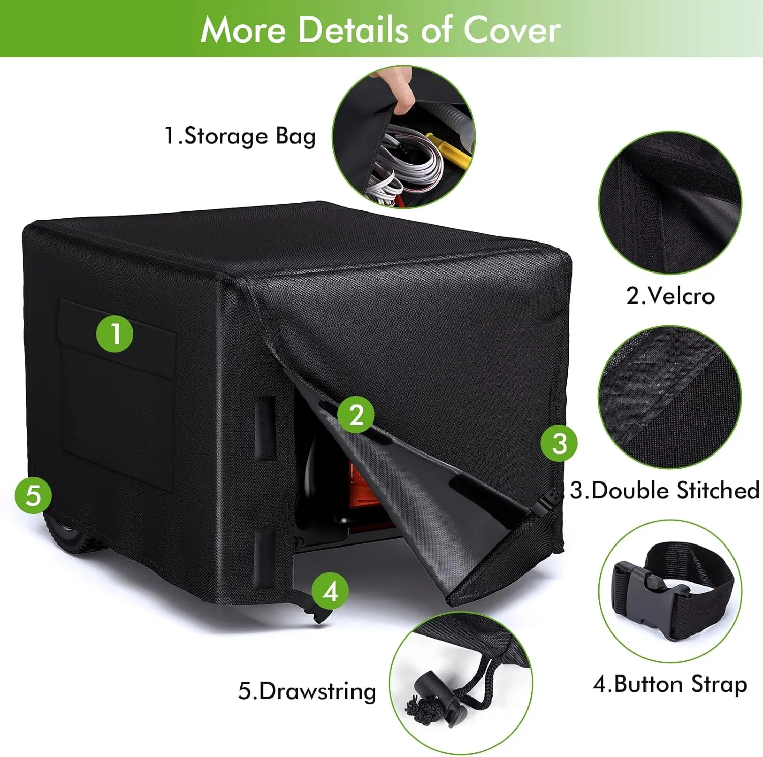 WLEAFJ Generator Cover Heavy Duty Waterproof, Universal Portable Generator Cover 32”L x 24”W x 24”H - for Most Generators 5000-10000 Watt