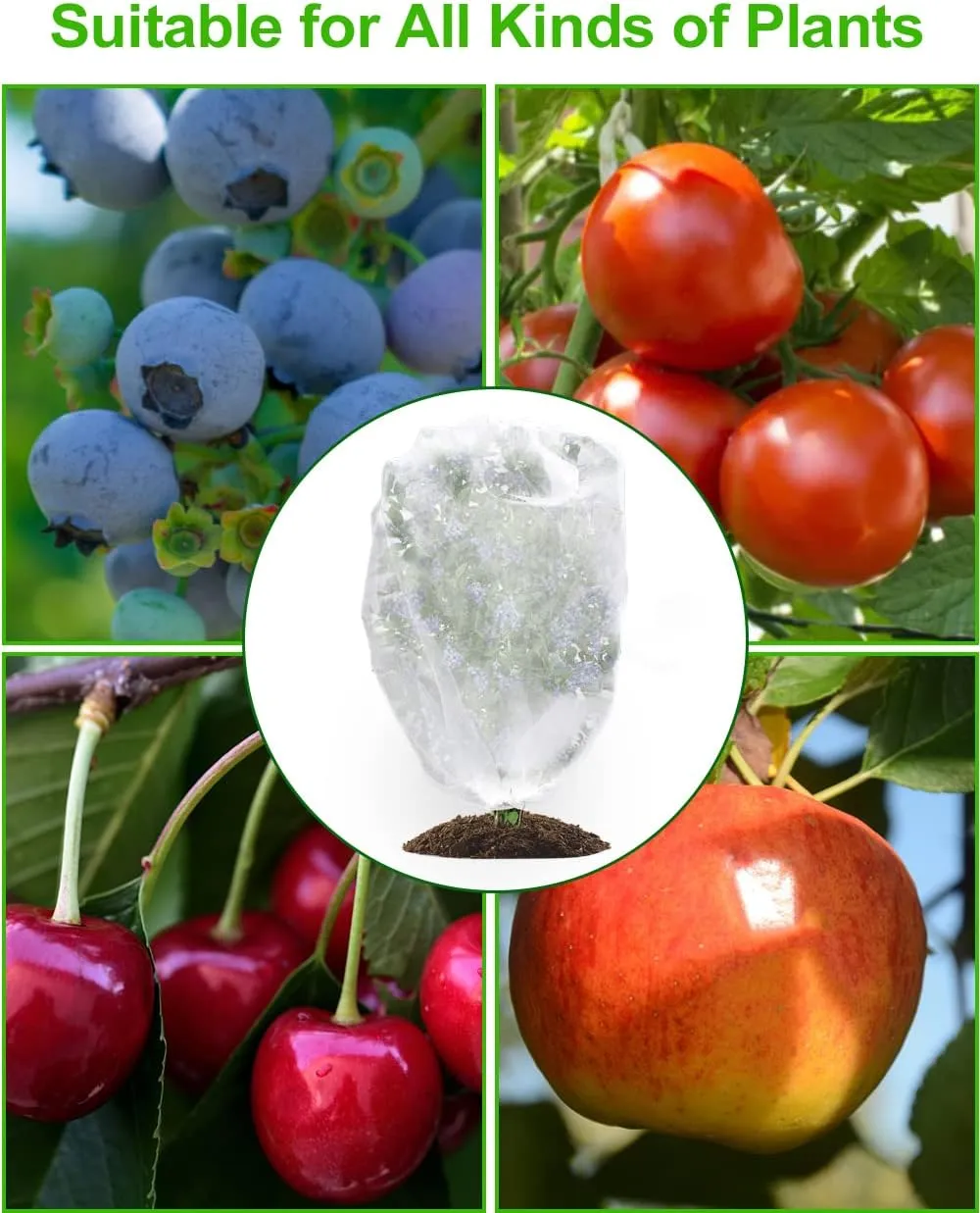 wohohoho 5 Packs Blueberry Bushes Netting Cover with Drawstring, 6.6Ft x 5.9Ft Garden Tree Netting Pest Barrier Tomato Protective Covers Prevent Fruits Plants from Squirrel Bird Insect Deer Animals
