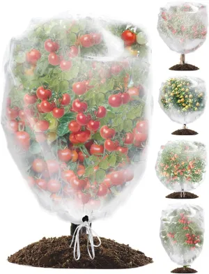 wohohoho 5 Packs Blueberry Bushes Netting Cover with Drawstring, 6.6Ft x 5.9Ft Garden Tree Netting Pest Barrier Tomato Protective Covers Prevent Fruits Plants from Squirrel Bird Insect Deer Animals