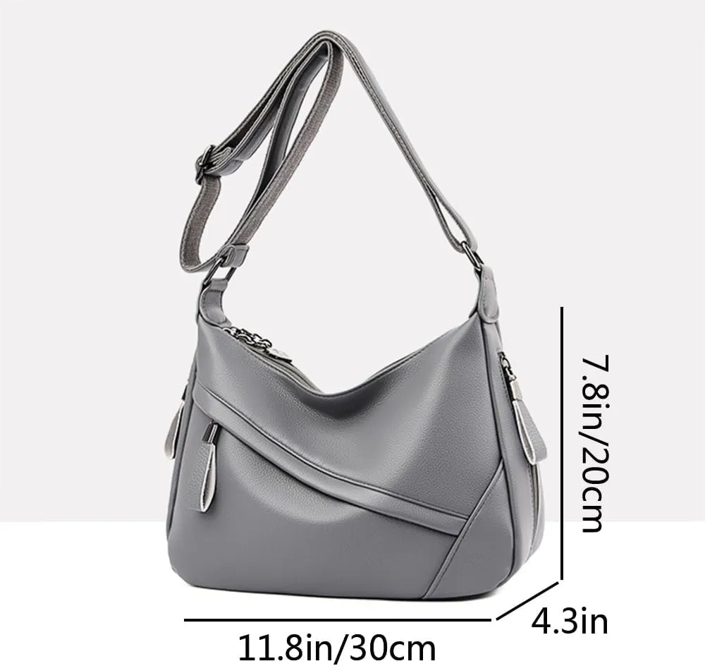 Women Classic Crossbody Bag Soft PU Leather Zipper Shoulder Purse Handbag Satchel