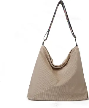 Women Corduroy Tote Bag Large Shoulder Hobo Bag for Women Boho Casual Handbag Purse