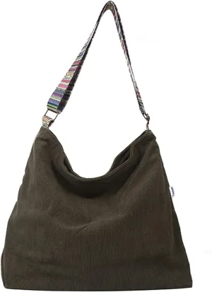 Women Corduroy Tote Bag Large Shoulder Hobo Bag for Women Boho Casual Handbag Purse