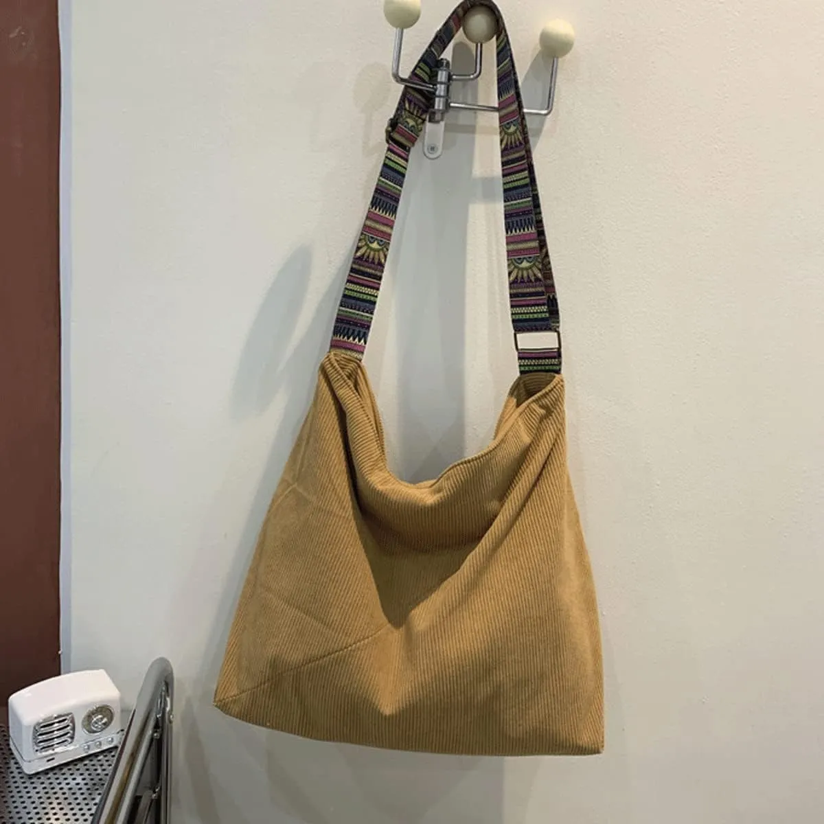 Women Corduroy Tote Bag Large Shoulder Hobo Bag for Women Boho Casual Handbag Purse
