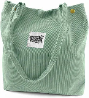 Women Corduroy Tote Bag: Shoulder Bag Big Capacity with Pockets Organizer Casual