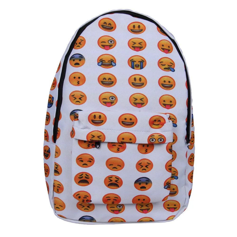 Women Emoji Printing School Bags Children Canvas Backpacks For Teenager Girls Casual Laptop Backpack Mochila Feminina