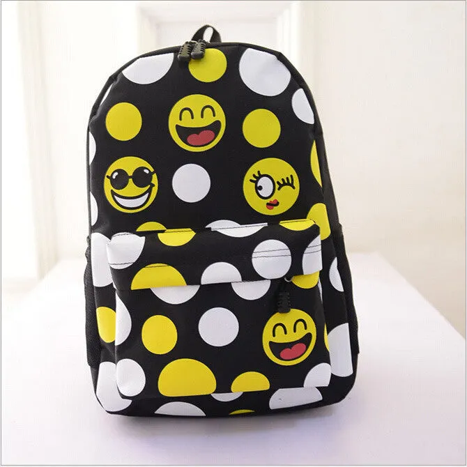 Women Emoji Printing School Bags Children Canvas Backpacks For Teenager Girls Casual Laptop Backpack Mochila Feminina