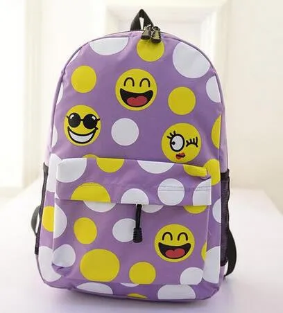 Women Emoji Printing School Bags Children Canvas Backpacks For Teenager Girls Casual Laptop Backpack Mochila Feminina
