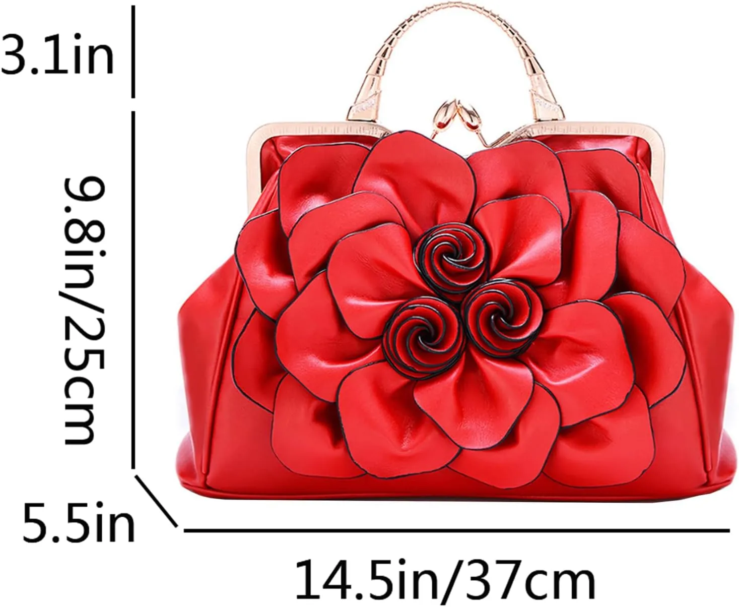 Women Flower Top Handle Handbags Purses Faux Leather Floral Evening Shoulder Bags Satchel