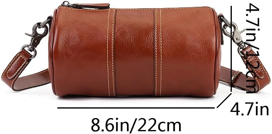 Women Sling Bag Purse Crossbody Shoulder Bag Leather Retro Cylindrical Mobile Phone Packet Satchel