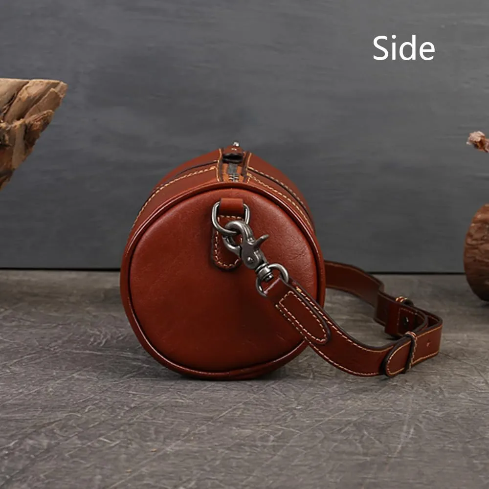 Women Sling Bag Purse Crossbody Shoulder Bag Leather Retro Cylindrical Mobile Phone Packet Satchel