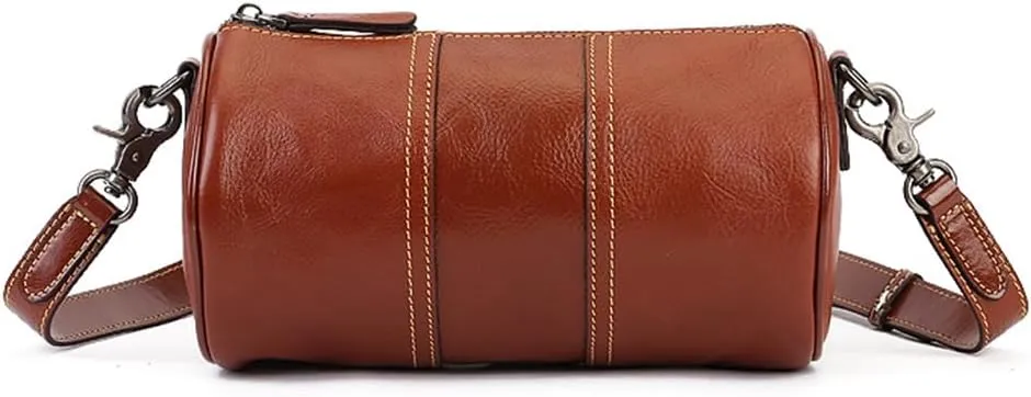 Women Sling Bag Purse Crossbody Shoulder Bag Leather Retro Cylindrical Mobile Phone Packet Satchel