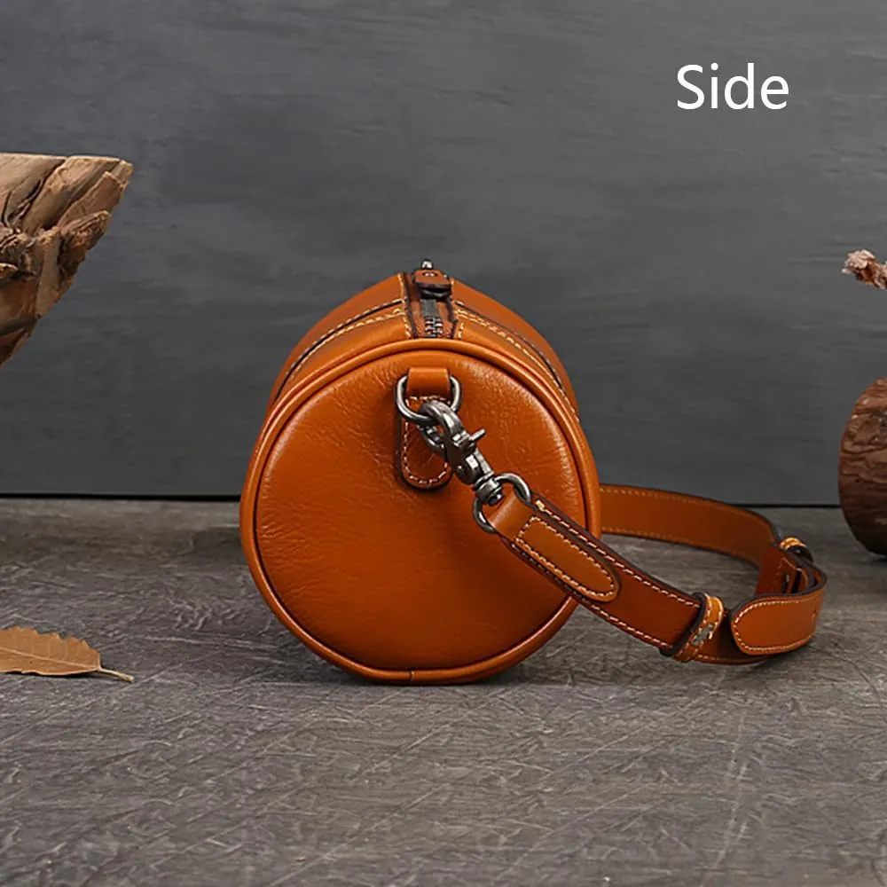 Women Sling Bag Purse Crossbody Shoulder Bag Leather Retro Cylindrical Mobile Phone Packet Satchel