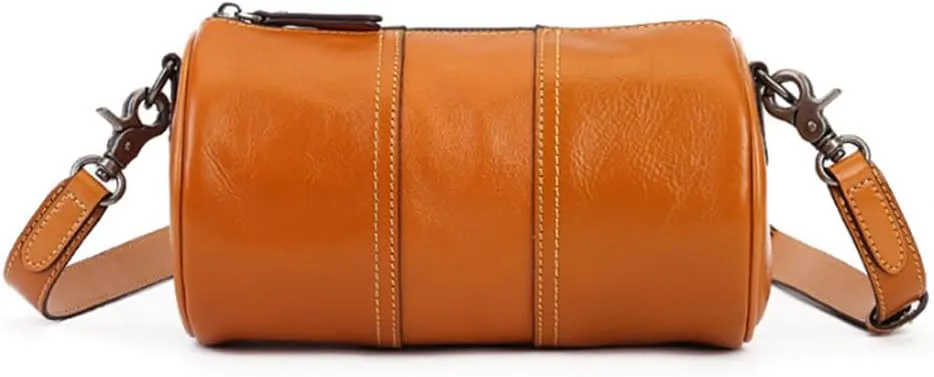 Women Sling Bag Purse Crossbody Shoulder Bag Leather Retro Cylindrical Mobile Phone Packet Satchel