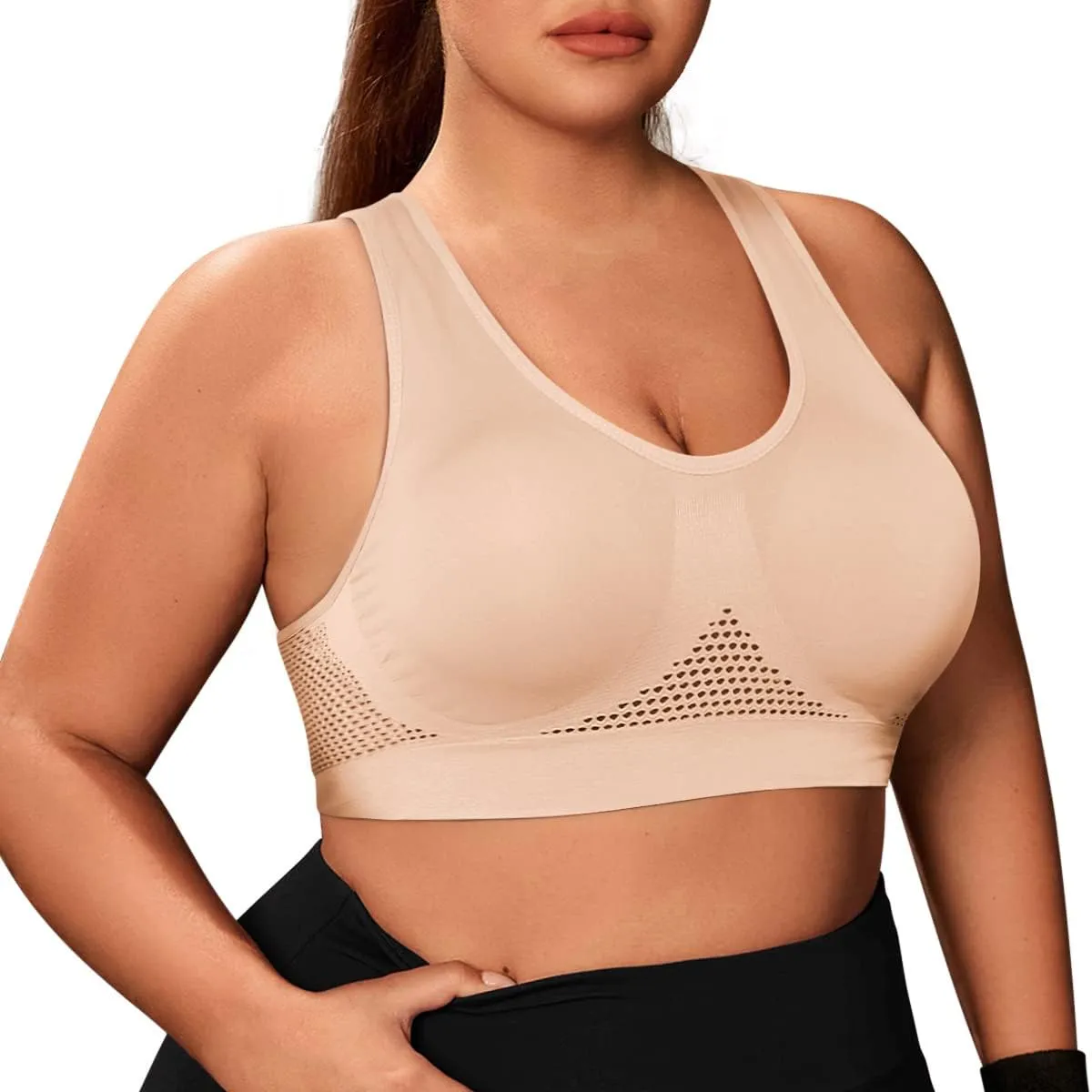 Women Sports Bra Comfortable Sleep Bras No Underwire Seamless Workout Yoga Bra of 3 Pack