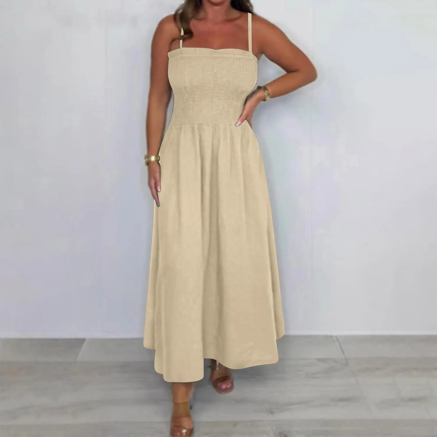 Womens 2 Piece Outfits Summer Cotton Linen Dress and Jackets Set Long Sleeve Cardigan and Cami Dresses Matching Sets