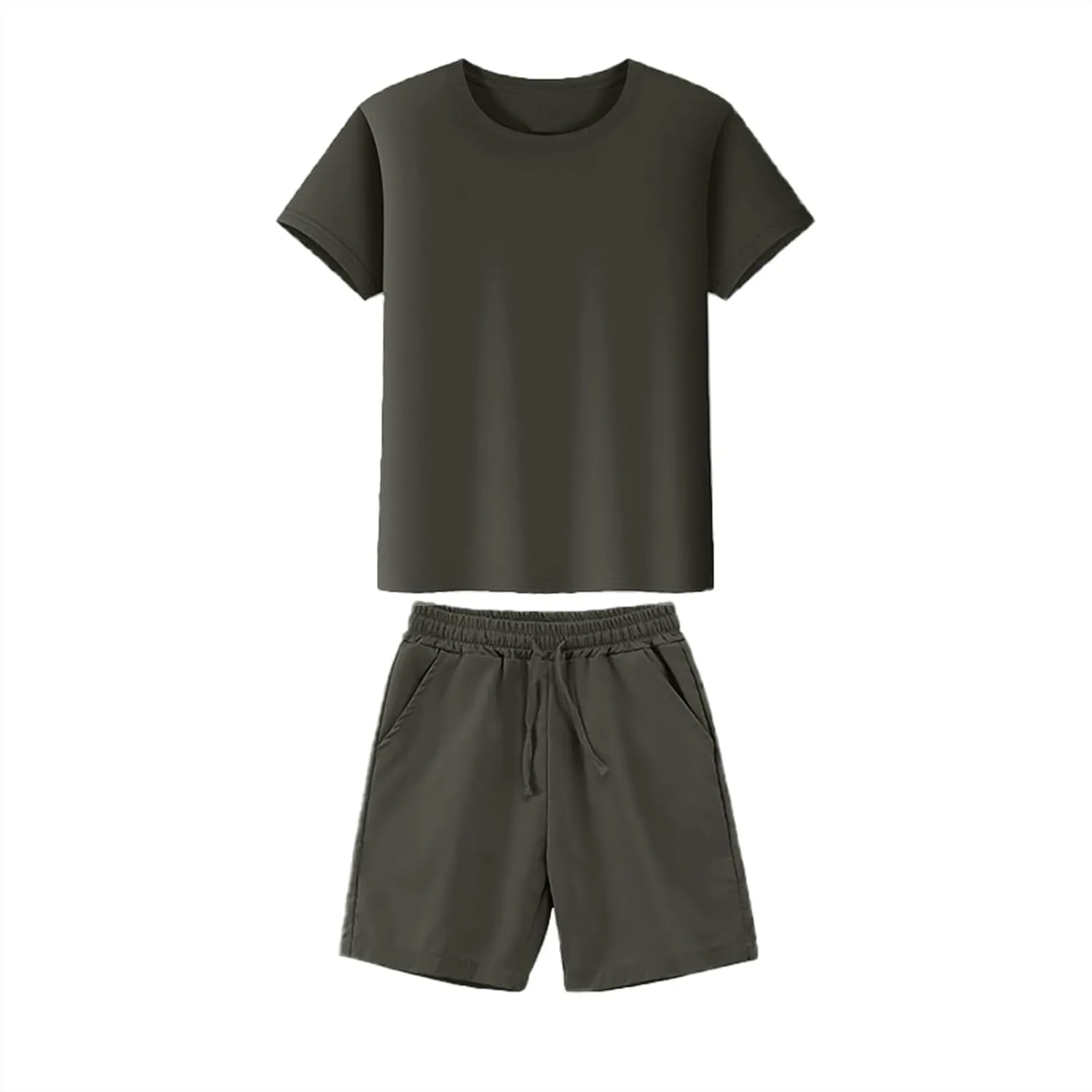 Womens 2 Piece Sets Summer Lounge Set Casual Short Sleeve Round Neck Tops and Shorts Sweatsuit Tracksuit with Pocket